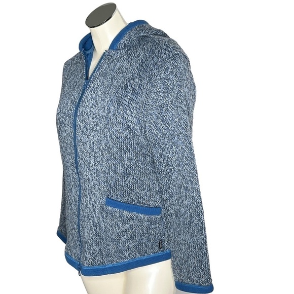 PRANA Wool Blend Knit Hooded Zip Sweater Jacket Fleece Lined Women's Size M - Picture 3 of 16